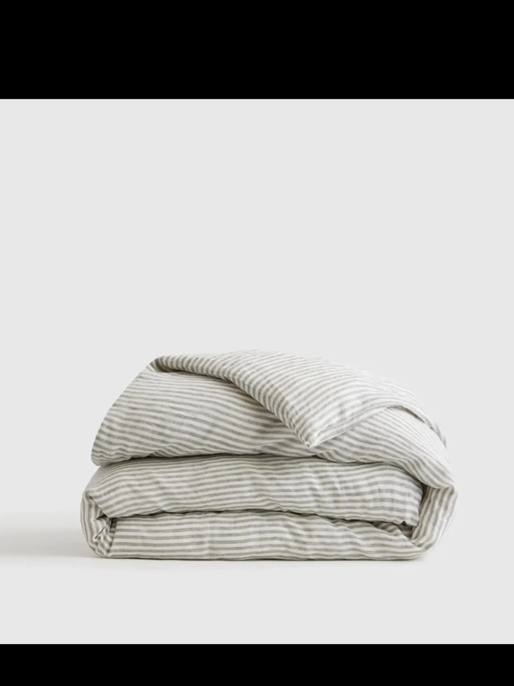 Quince European Linen Duvet Cover, Full/Queen, Grey/White Stripe, $154, NWOT